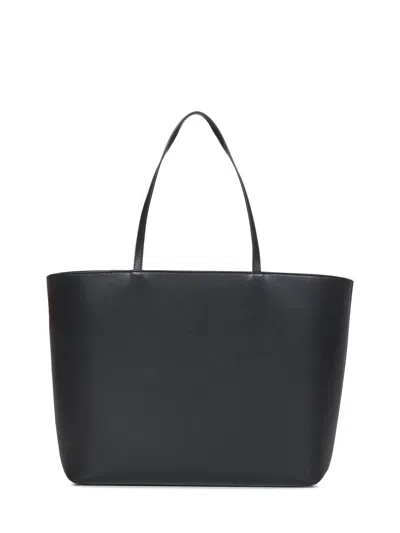 Dolce & Gabbana Black Embossed Logo Leather Tote Bag For Women In Black