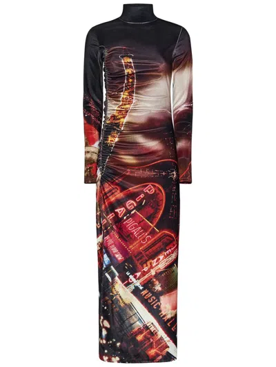 Jean Paul Gaultier Pigalle Long Dresse Woman Black In Velvet In Red