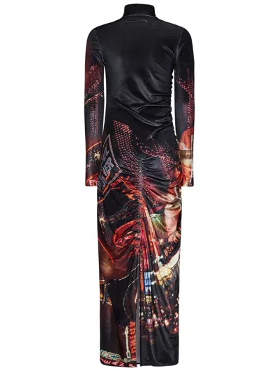 Jean Paul Gaultier Pigalle Long Dresse Woman Black In Velvet In Red