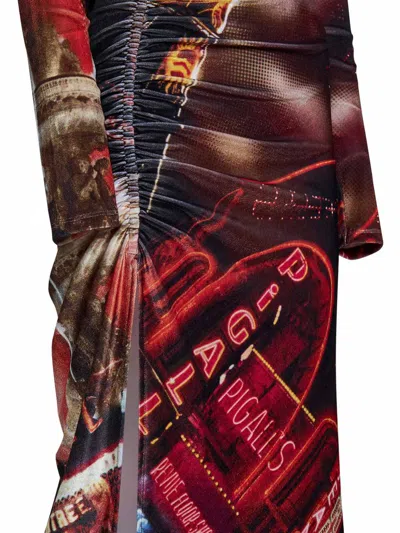 Jean Paul Gaultier Pigalle Long Dresse Woman Black In Velvet In Red