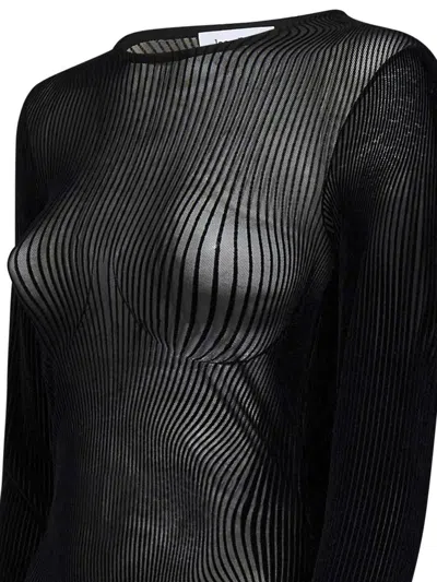 Jean Paul Gaultier The Morphing Pinstripes Long Dress In Black