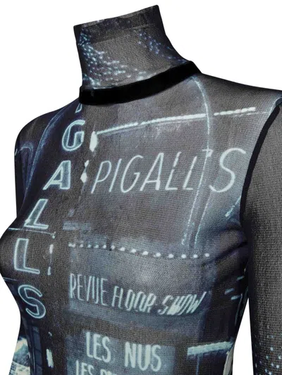 Jean Paul Gaultier Tulle Turtleneck Top In Blue