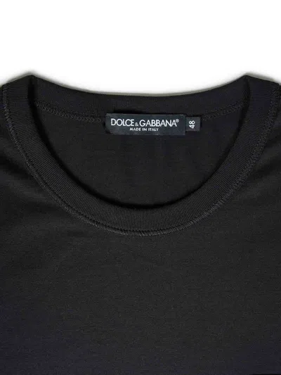 Dolce & Gabbana Black T-shirt With Logo Tag Detail On The Front In Cotton Man In Black