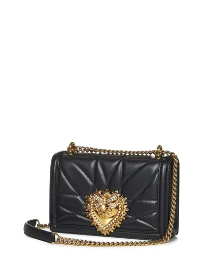 Dolce & Gabbana Devotion Medium Leather Shoulder Bag In Black