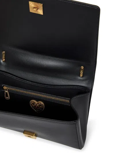 Dolce & Gabbana Devotion Medium Leather Shoulder Bag In Black