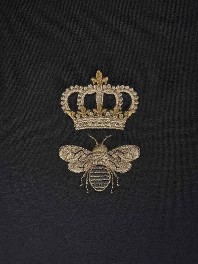Dolce & Gabbana Crown And Bee Embroidered Crew Neck T-shirt In Black