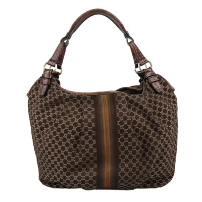 Pre-owned Celine Céline Macadam Brown Canvas Shoulder Bag ()