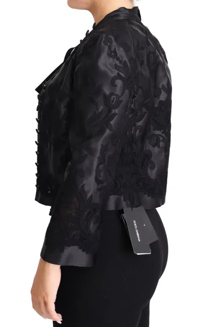 Dolce & Gabbana Embroidered Silk Blend Foliage Jacket In Black