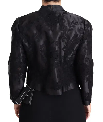 Dolce & Gabbana Embroidered Silk Blend Foliage Jacket In Black