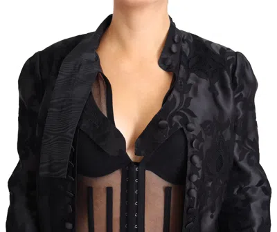 Dolce & Gabbana Embroidered Silk Blend Foliage Jacket In Black