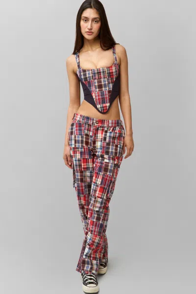 Danielle Guizio Ny Adrian Patchwork Pant In Blue Multi