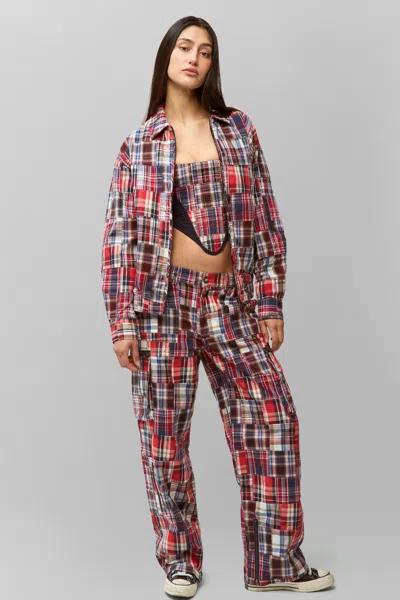 Danielle Guizio Ny Adrian Patchwork Bomber In Blue Multi