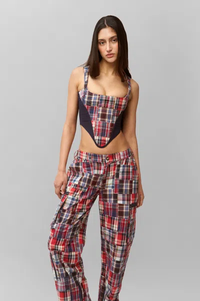 Danielle Guizio Ny Adrian Patchwork Pant In Blue Multi