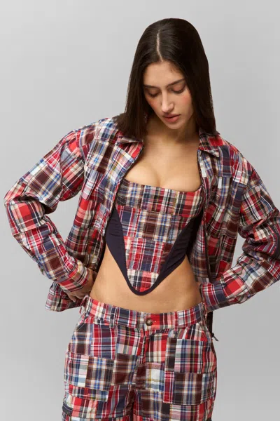 Danielle Guizio Ny Adrian Patchwork Bomber In Blue Multi