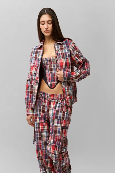 Danielle Guizio Ny Adrian Patchwork Bomber In Blue Multi