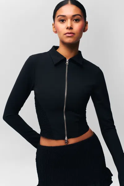 Danielle Guizio Ny Apolline Smocked Jacket In Black