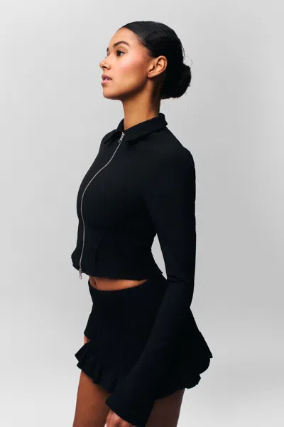 Danielle Guizio Ny Apolline Smocked Jacket In Black
