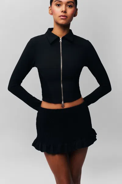 Danielle Guizio Ny Apolline Smocked Skirt In Black