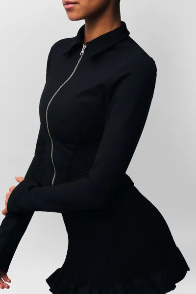 Danielle Guizio Ny Apolline Smocked Skirt In Black