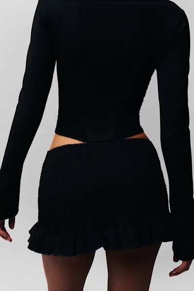 Danielle Guizio Ny Apolline Smocked Skirt In Black