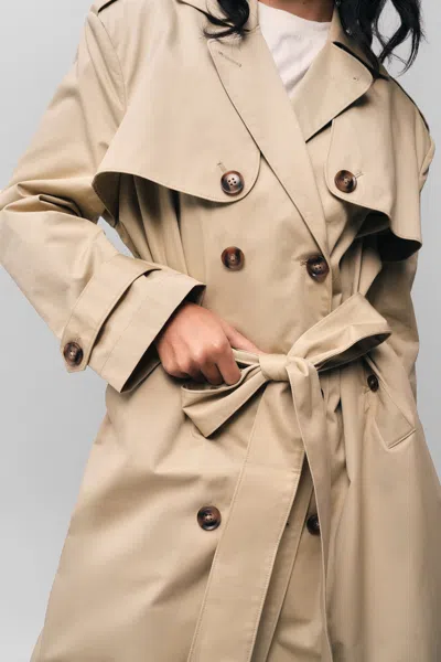 Danielle Guizio Ny Classic Trench Coat In Khaki