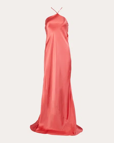 Francesca Miranda Oros Silk Halterneck Maxi Slip Dress In Pink