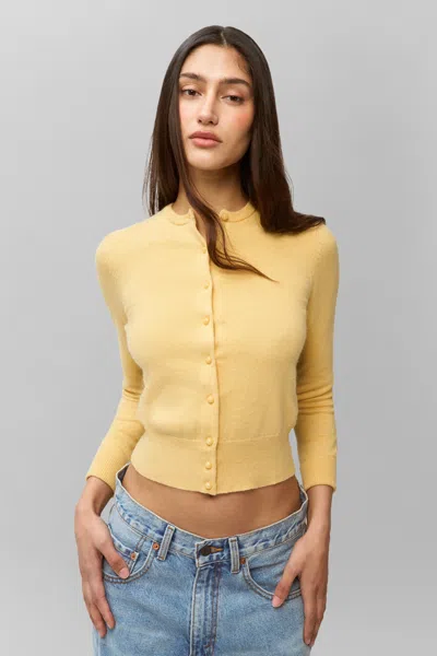 Danielle Guizio Ny Emelie Cropped Cardigan In Honey Butter