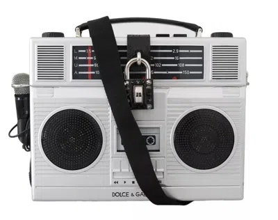 Pre-owned Dolce & Gabbana Silver Retro Radio Boombox Limited Edition Handmade Wood Women's Bag () In Black | Silver