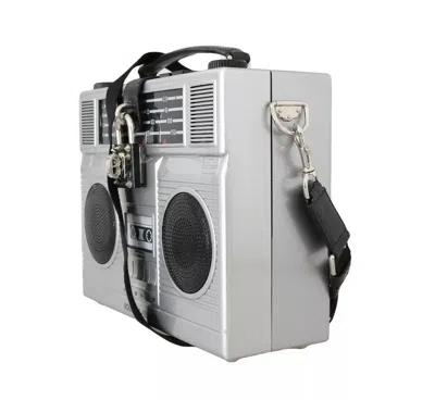Pre-owned Dolce & Gabbana Silver Retro Radio Boombox Limited Edition Handmade Wood Women's Bag () In Black | Silver