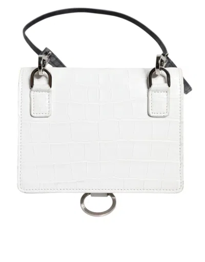 Pre-owned Dolce & Gabbana White Blue Leather Bifold Crossbody Sling Women's Wallet () In Blue And White