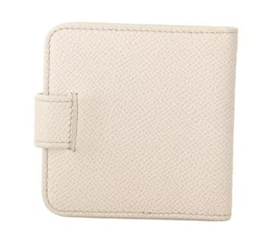 Dolce & Gabbana White Dauphine Leather Condom Case Holder Pocket Wallet In Off White