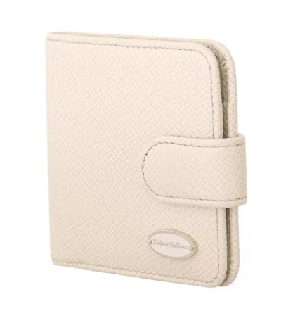 Dolce & Gabbana White Dauphine Leather Condom Case Holder Pocket Wallet In Off White