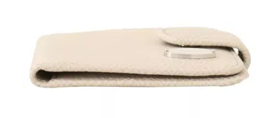 Dolce & Gabbana White Dauphine Leather Condom Case Holder Pocket Wallet In Off White