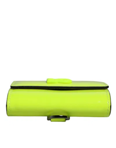 Dolce & Gabbana Yellow Green Bifold Dg Logo Neck Strap Cardholder Wallet In Green