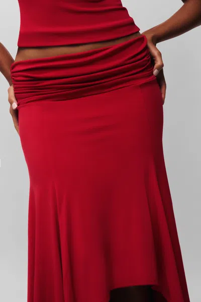 Danielle Guizio Ny Soffiano Skirt In Red Love