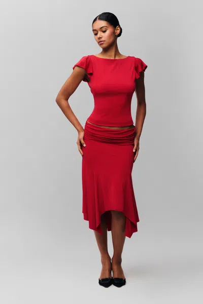 Danielle Guizio Ny Soffiano Top In Red Love