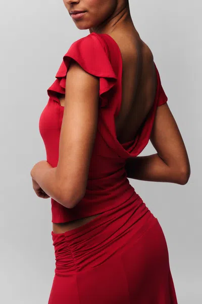 Danielle Guizio Ny Soffiano Top In Red Love