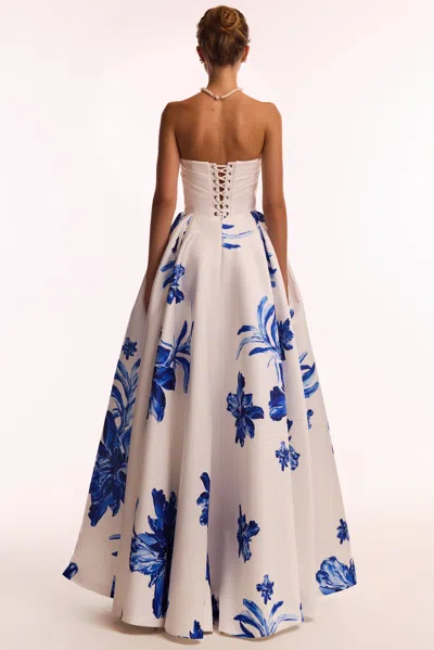 Milla Wonderful White A-line Maxi Dress With Blue Flowers, Glow-up