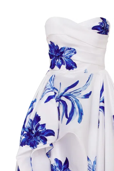 Milla Wonderful White A-line Maxi Dress With Blue Flowers, Glow-up