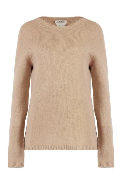 S Max Mara Womens Camel Georg Crewneck Relaxed Wool-blend Knitted Jumper In Brown