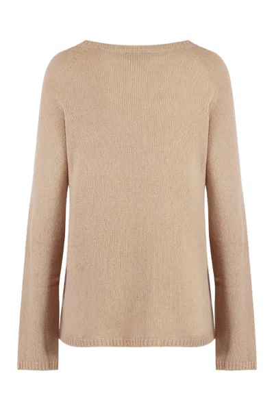 S Max Mara Womens Camel Georg Crewneck Relaxed Wool-blend Knitted Jumper In Brown
