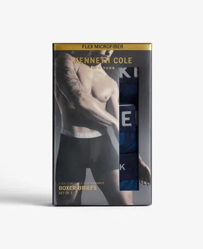 Kenneth Cole Micro Stretch Boxer Briefs 3-pack In Navy,blue