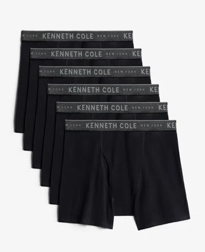 Kenneth Cole Cole Cotton Stretch Boxer Briefs 6-pack In Black