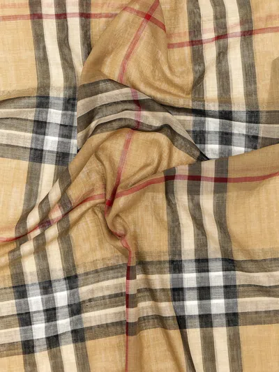 Burberry Check Scarf Scarves And Foulards Beige In Brown