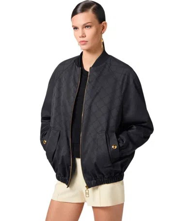 Elisabetta Franchi Black Jacquard Bomber Jacket