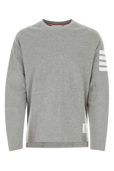Thom Browne Loopback Jersey Knit 4-bar Crewneck Sweatshirt In Gray
