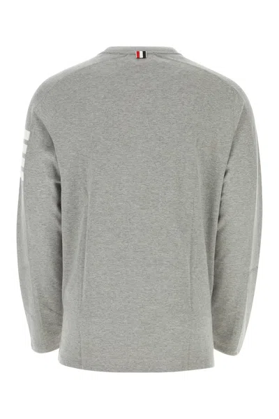 Thom Browne Loopback Jersey Knit 4-bar Crewneck Sweatshirt In Gray