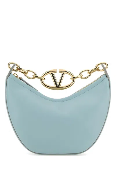 Valentino Light Blue Leather Mini Hobo Vlogo Moon Handbag