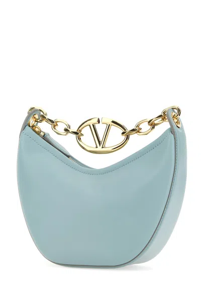 Valentino Light Blue Leather Mini Hobo Vlogo Moon Handbag