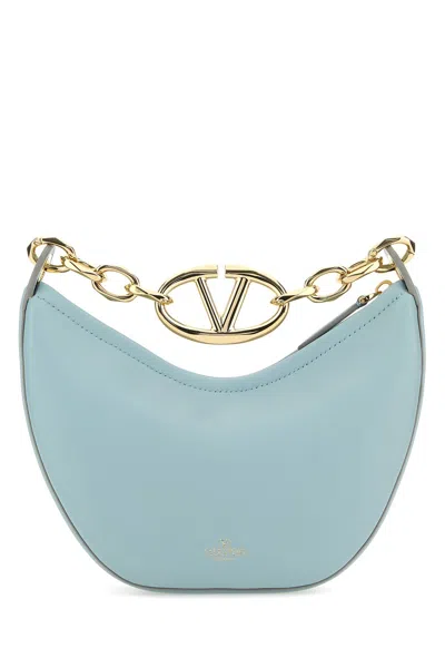 Valentino Light Blue Leather Mini Hobo Vlogo Moon Handbag